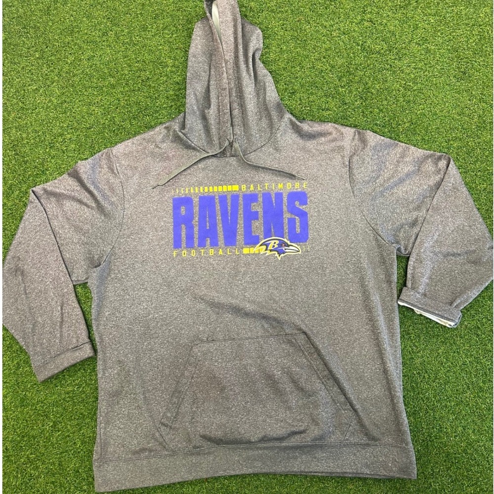 Baltimore Ravens NFL Football Hoodie Gray Heather Purple Graphic Sweatshirt